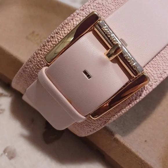 Michael Kors Blush Pink Mylah MK Signature Print Slide Sandals NEW SZ 6.5 - Picture 7 of 14